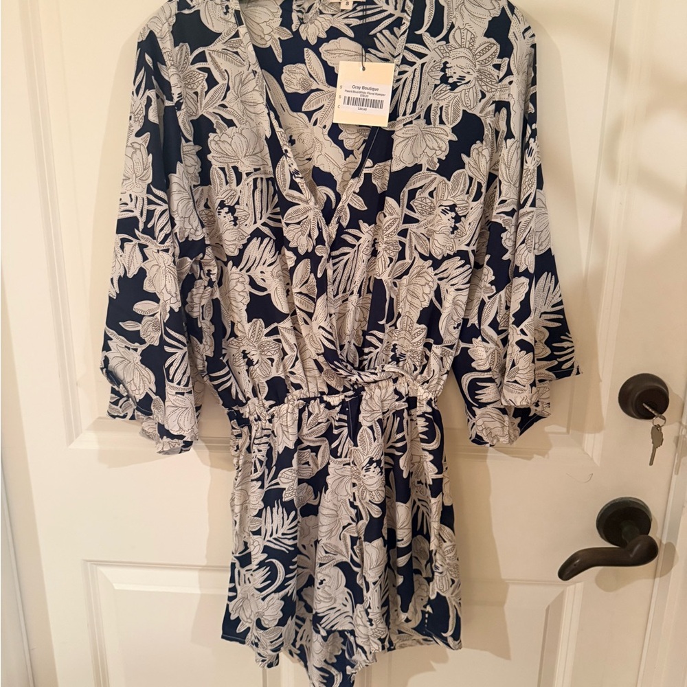 Paani Floral Navy and White Romper